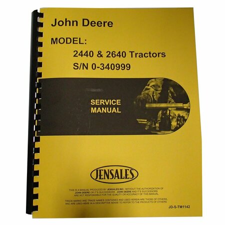 AFTERMARKET JDSTM1142 Fits John Deere 2640 2440 Tractor Service Manual RAP81999